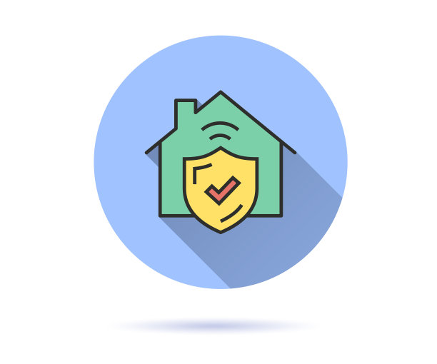 安全家庭图标与长阴影的图形图片下载