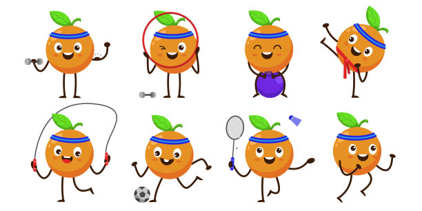 捆扎套水果卡通吉祥物矢量图片下载