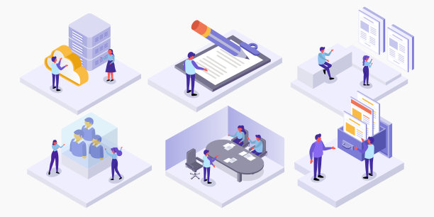 一组从事工作空间统计分析和管理的商务人士图片下载