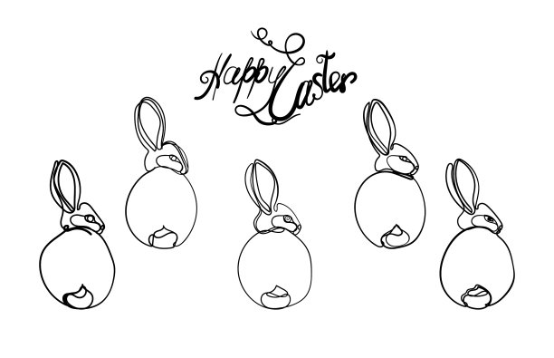 画线镌刻兔子复活节快乐图片下载