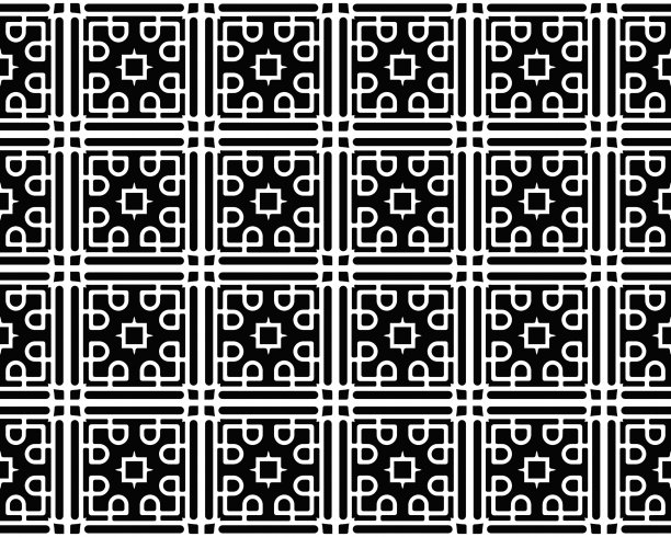 部落图案无缝黑白线条几何民族壁纸古代马赛克民族民间形象部落装饰。刺绣的背景图片下载