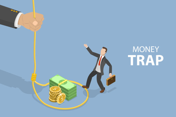 《货币陷阱》三维等距平面矢量概念图解图片下载
