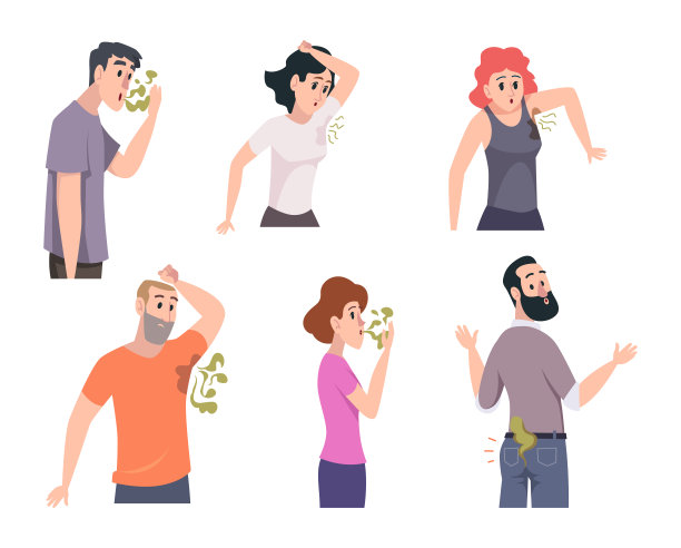 坏臭人。出汗人湿而恶心的特征确切向量臭身体图片下载