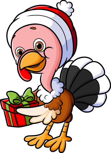 火鸡鸟抱着并赠送情人节礼物图片下载
