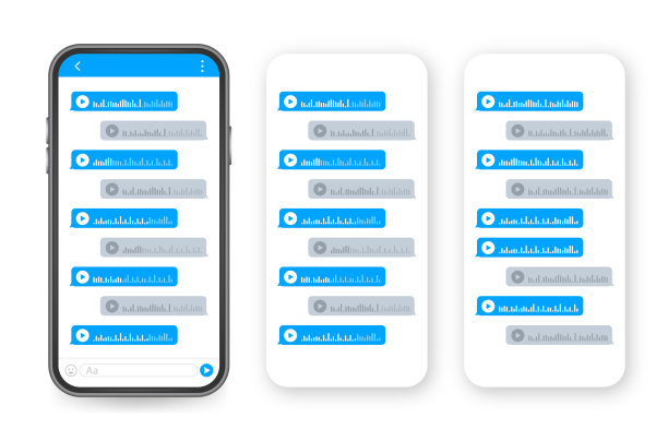 语音，录音信息，语音气泡。信使聊天界面。矢量插图。图片下载