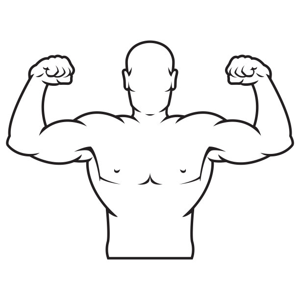 健美运动员强壮的男人。轮廓剪影。设计元素。矢量插图孤立在白色背景上。书籍模板，贴纸，海报，卡片，衣服。图片下载