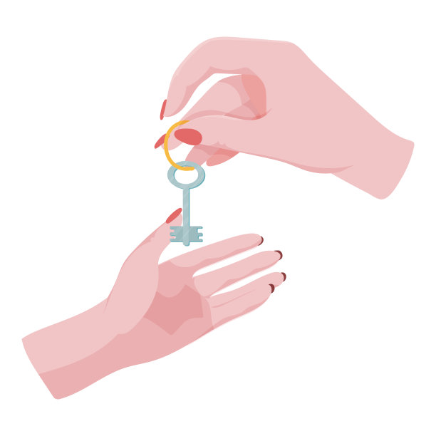 手握房门钥匙。买房或租房的概念。公寓的钥匙。矢量插图。图片下载