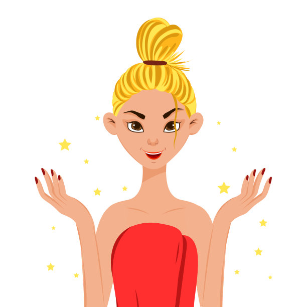 美丽女性的面部，洁净、容光焕发。卡通风格。矢量插图。图片下载