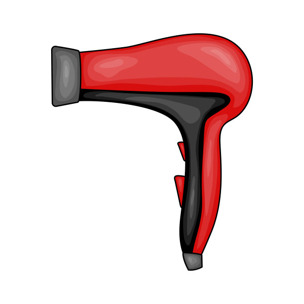 用吹风机做的美容插图。卡通风格。向量。图片下载