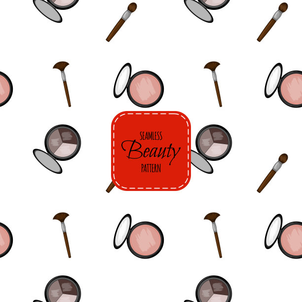 无缝图案与装饰化妆品。卡通风格。矢量插图。图片下载
