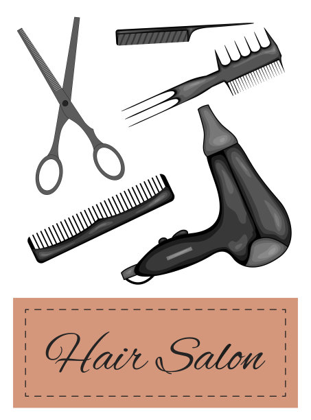 明信片文字与一套美容项目。卡通风格。矢量插图。图片下载