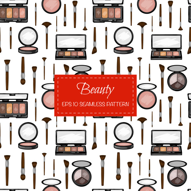 无缝图案与装饰化妆品。卡通风格。矢量插图。图片下载