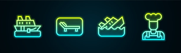 设置线游轮日光浴床和伞下沉图片下载