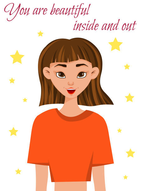 一个化妆的美丽女孩的肖像。卡通风格。矢量插图。图片下载