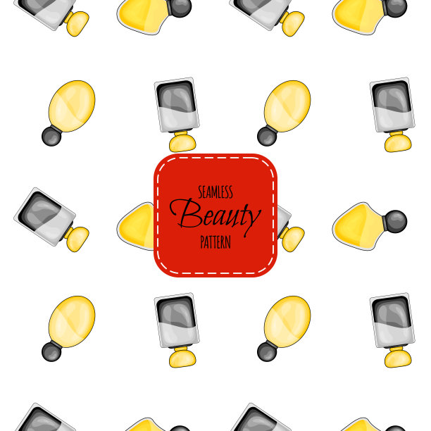 美丽无缝图案与香水。卡通风格。矢量插图。图片下载