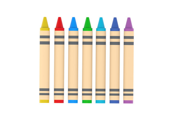 排彩色蜡笔孤立在白色背景。前视图。三维渲染图片下载