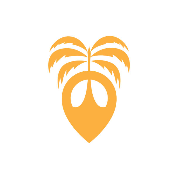 平彩色针地图位置与椰子树图片下载