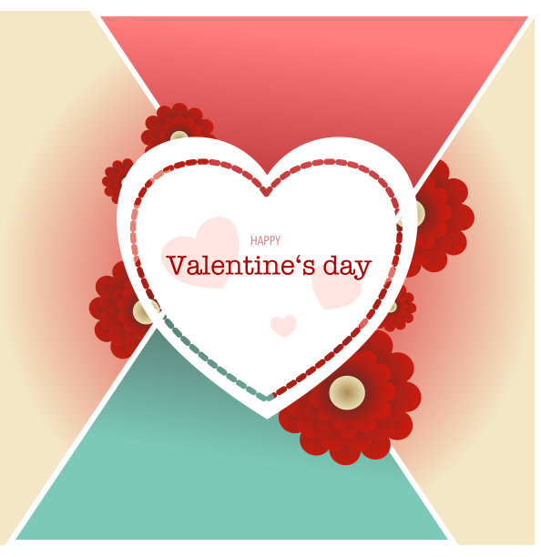 带红花的情人节贺卡图片下载