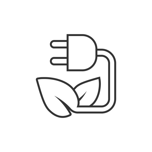扁平风格的生态能源图标，白色背景上的树叶插头图片下载