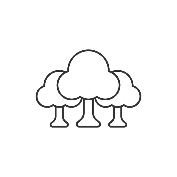 树图标在平风格的森林上白色孤立图片下载