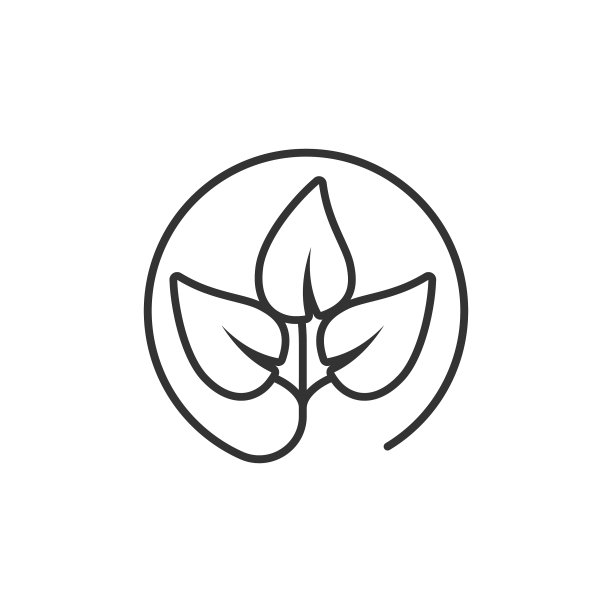 扁平风格的树叶图标，白色背景图片下载