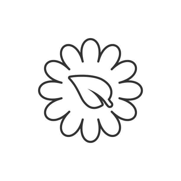 扁平风格的叶子和甘菊图标图片下载