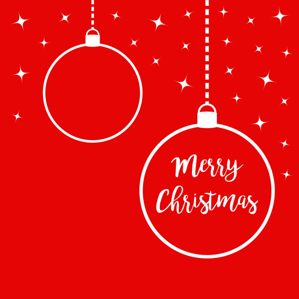 两个圣诞快乐球套挂虚线图片下载