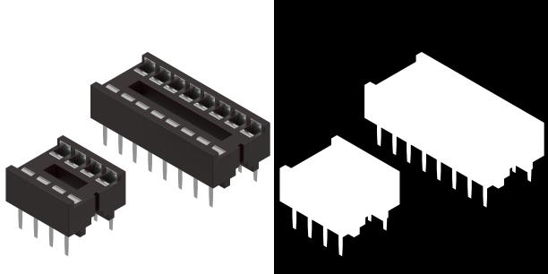 部分IC DIP插座的3D渲染图图片下载