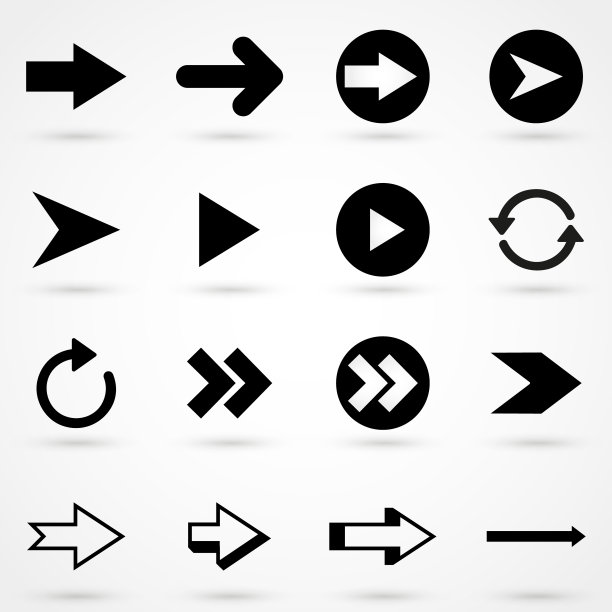 不同的黑色箭头图标设置抽象图片下载