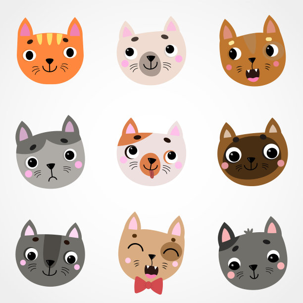 9个可爱的猫角色设定图片下载