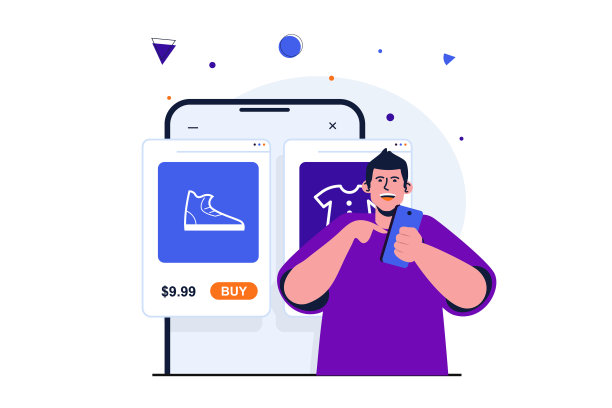 移动商务现代平面概念网页横幅图片下载