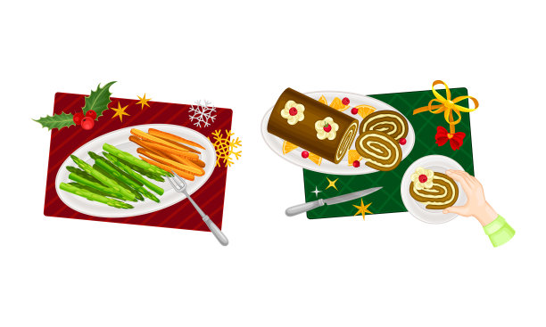 圣诞餐桌顶观传统图片下载