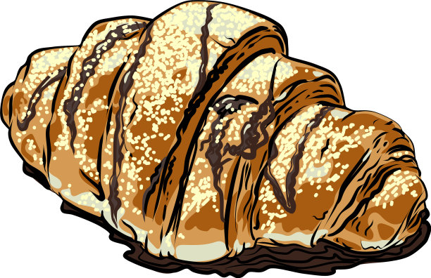 加糖和巧克力的牛角包图片下载