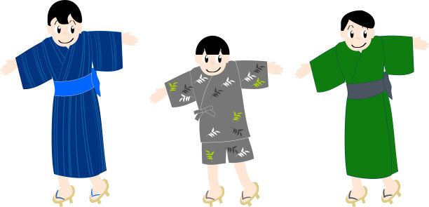 男孩们在浴池里跳Bon节日舞蹈图片下载