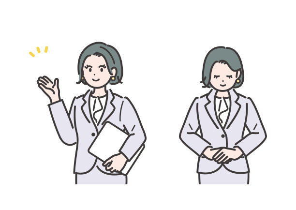 一位女商人鞠躬引路的插图。向量。图片下载