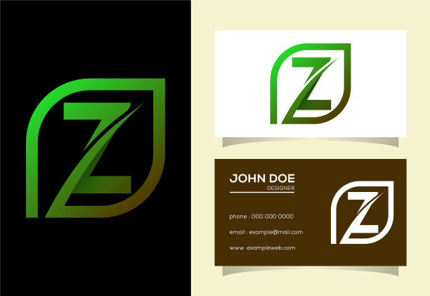 初始z字母字母与抽象叶图片下载
