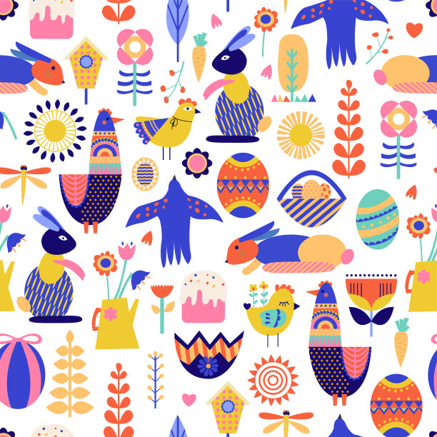 复活节快乐无缝图案图片下载
