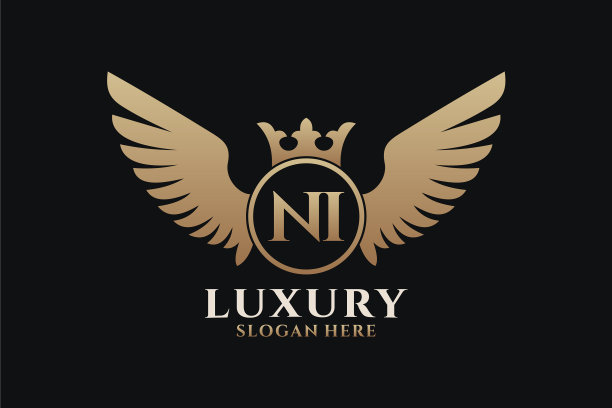 豪华皇家翼信尼冠金色标志图片下载