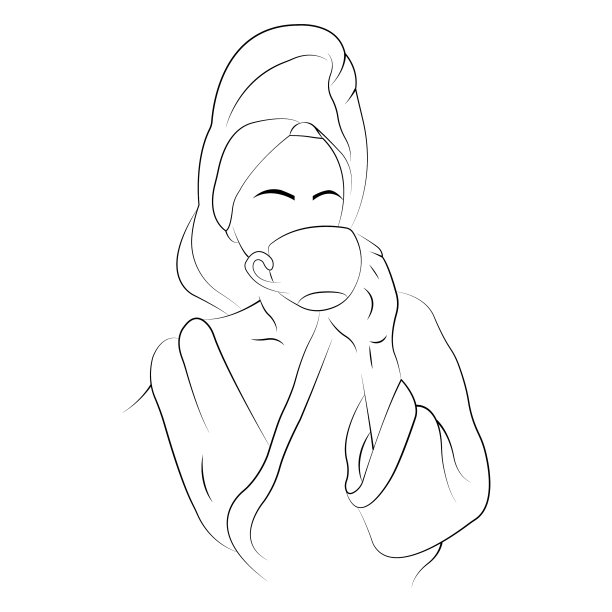 女孩喝咖啡在极简主义图片下载