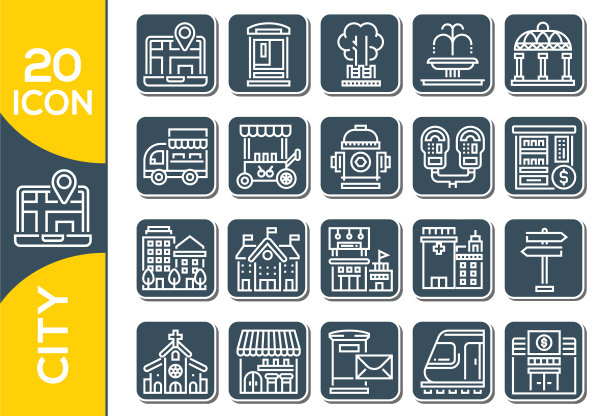 建筑物线条图标银行酒店法院城市图片下载