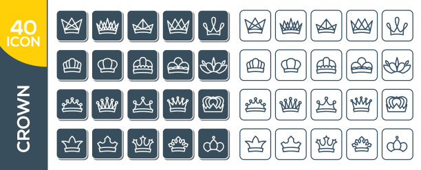 现代细线图标集皇冠溢价图片下载