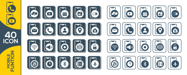 智能手机功能和应用程序图标开始出现图片下载