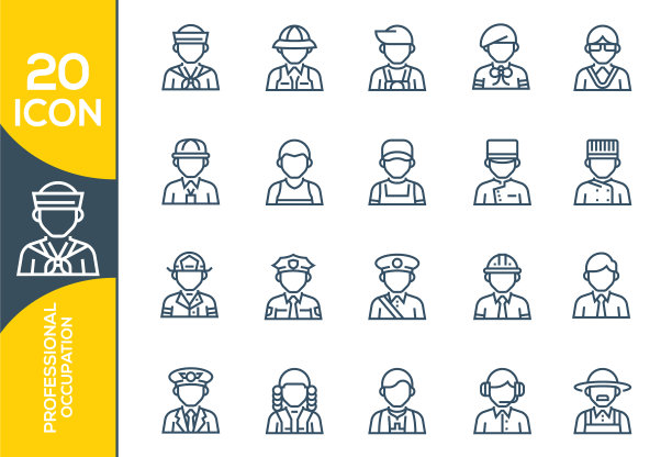 招募像素完美线性图标集图片下载