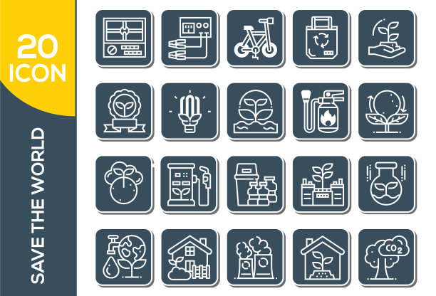 生态与环境相关的行图标设置图片下载
