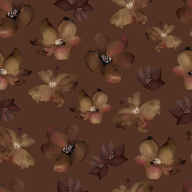 秋季水彩干花矢量无缝图案季节性花束图片下载