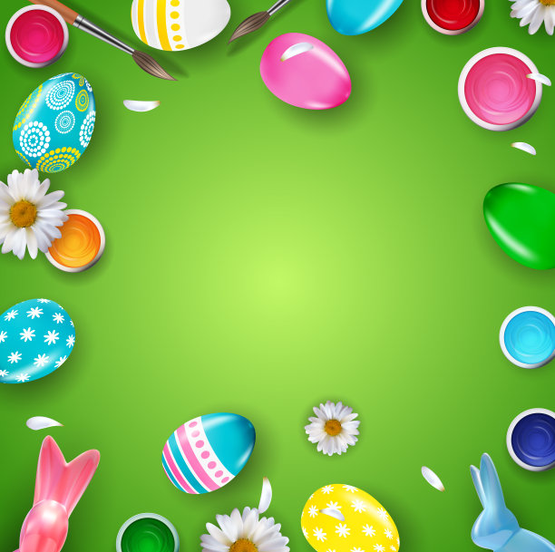 复活节海报模板与3d现实的复活节图片下载