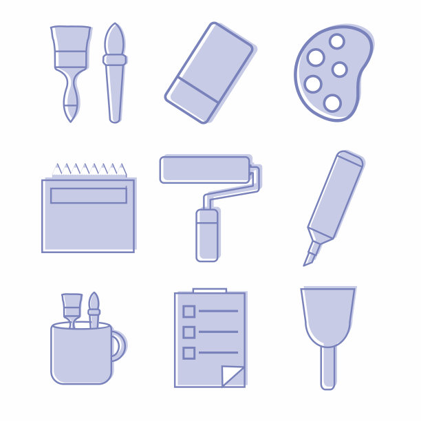 绘画工具的图标集图标2 -蓝色图片下载