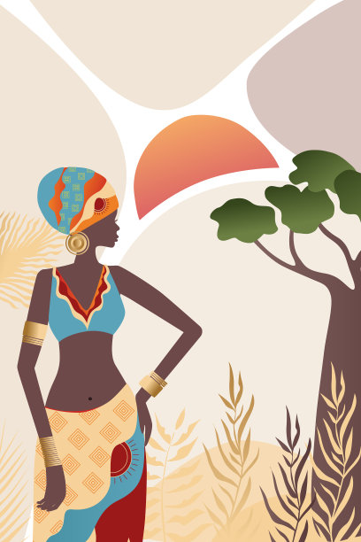 海报奢华的非洲女人在传统图片下载