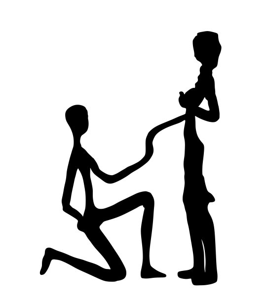 男子跪向女子剪影求婚戒指图片下载