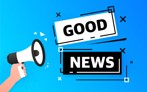 扩音器蓝色横幅上写着好消息图片下载
